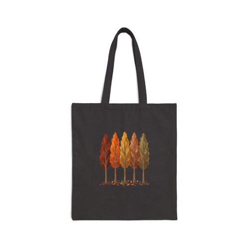 Autumn Leaf Row Tote | Thanksgiving Fall Leaves Canvas Tote