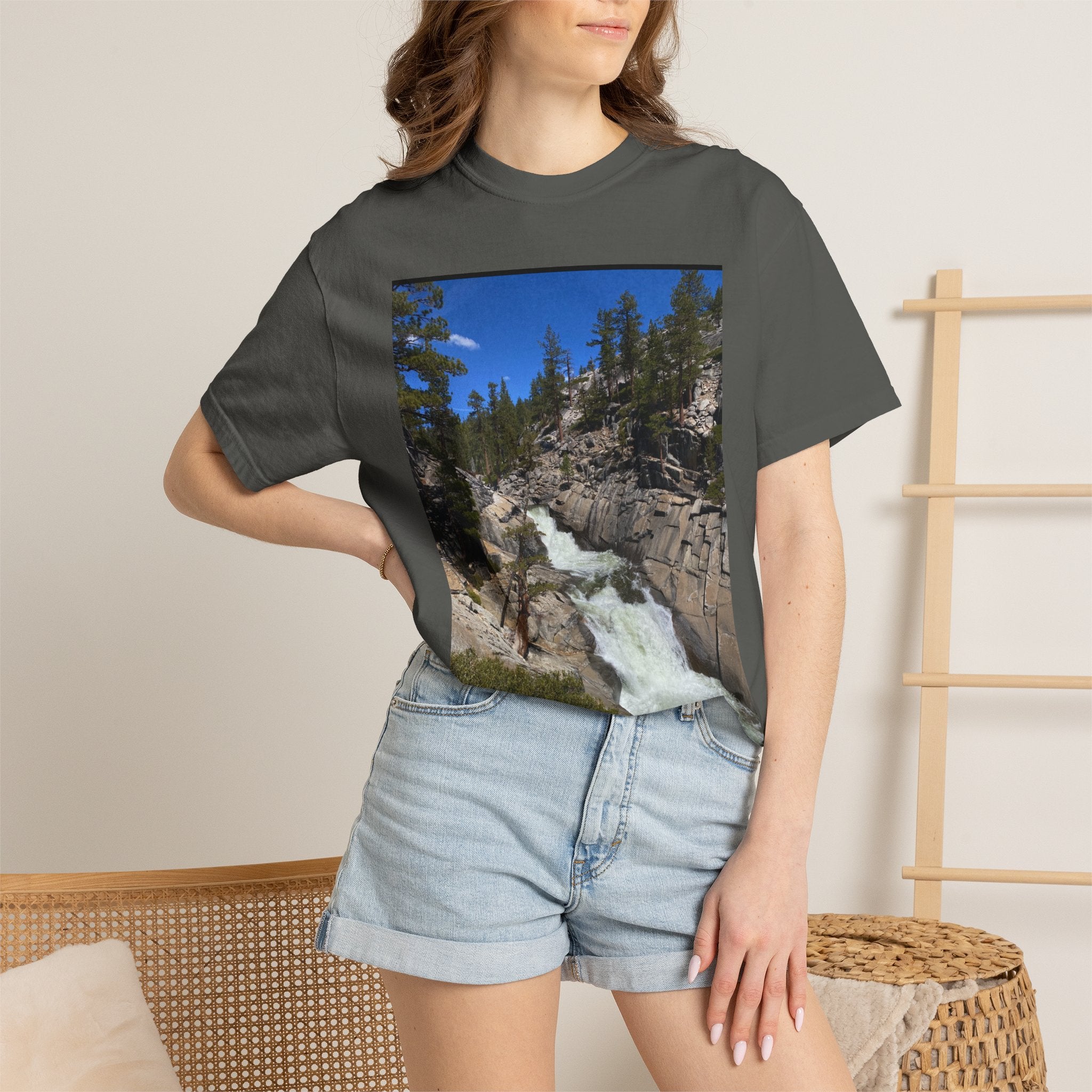Waterfall Nature Photo T-Shirt — Mountain River Scenic Tee