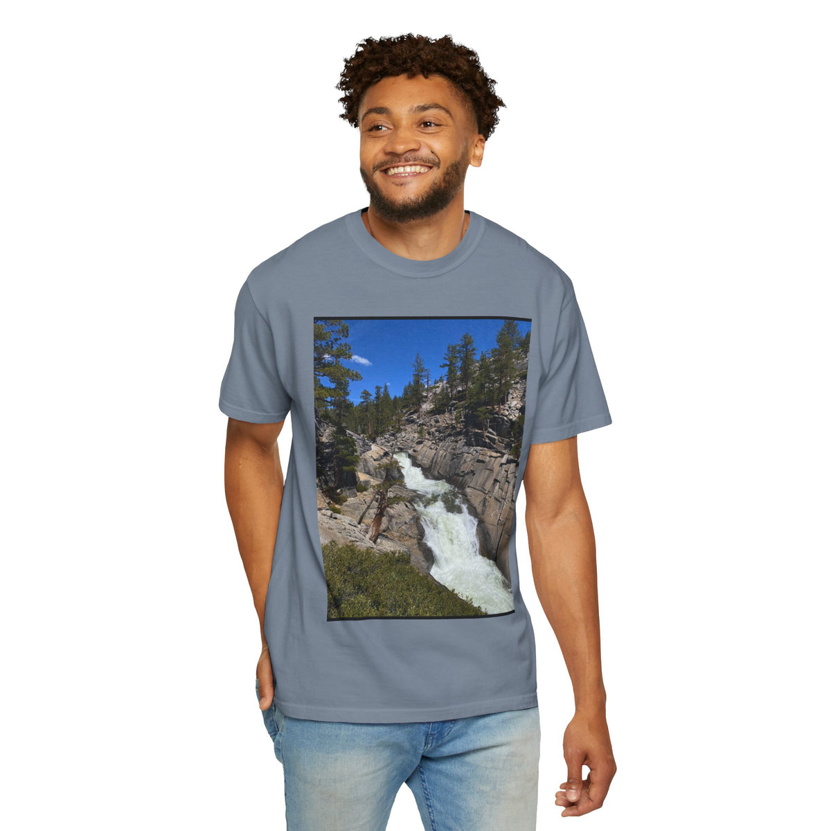Waterfall Nature Photo T-Shirt — Mountain River Scenic Tee