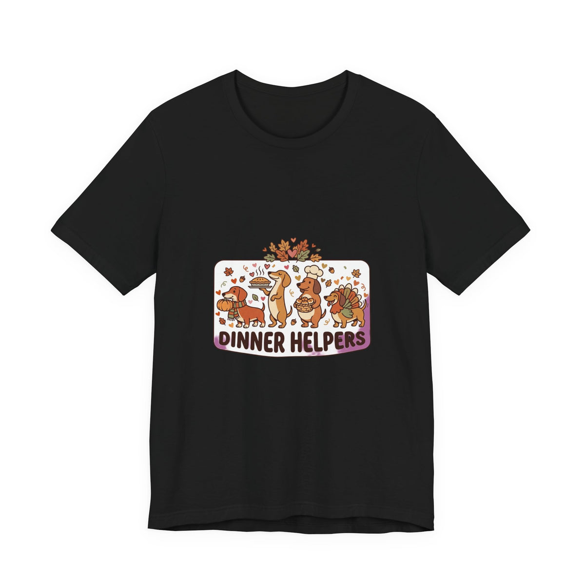 Dinner Helpers Thanksgiving T-Shirt | Cute Turkey, Pumpkins & Fall Foliage