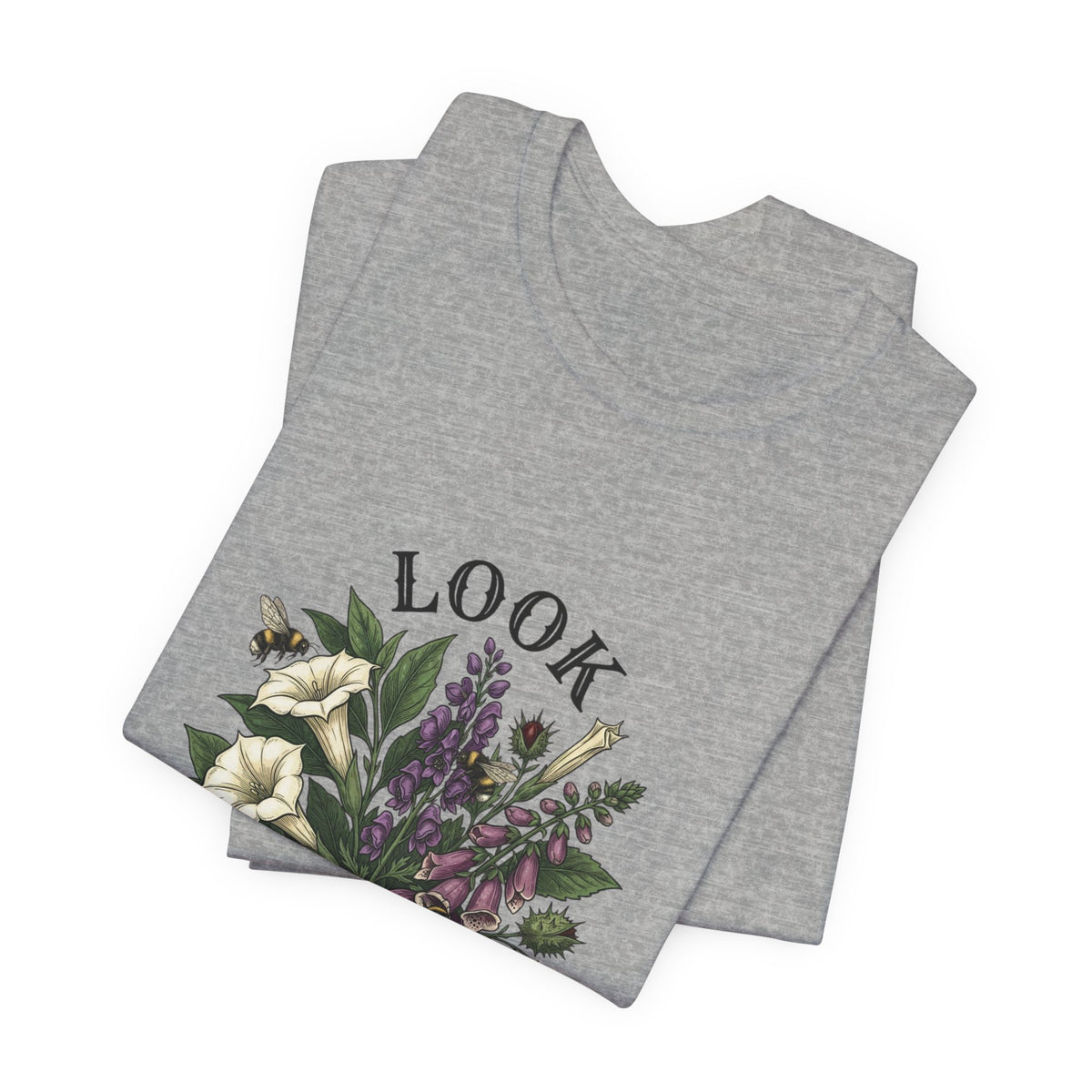 Look Don't Touch floral bouquet Tee, Gothic botanicals, vintage botanical illustration