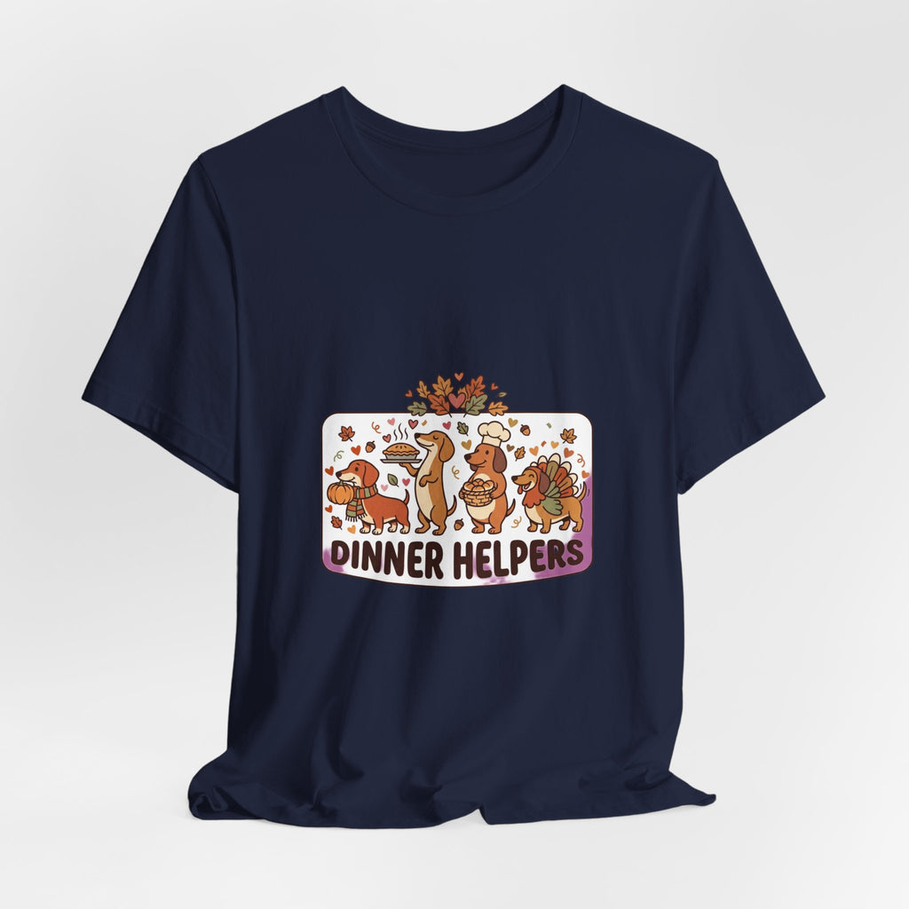 Dinner Helpers Thanksgiving T-Shirt | Cute Turkey, Pumpkins & Fall Foliage