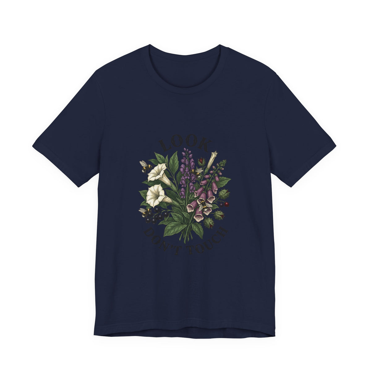 Look Don't Touch floral bouquet Tee, Gothic botanicals, vintage botanical illustration