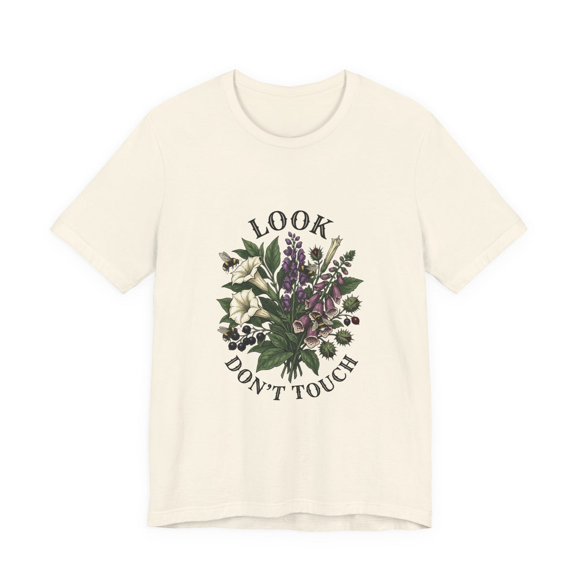 Look Don't Touch floral bouquet Tee, Gothic botanicals, vintage botanical illustration