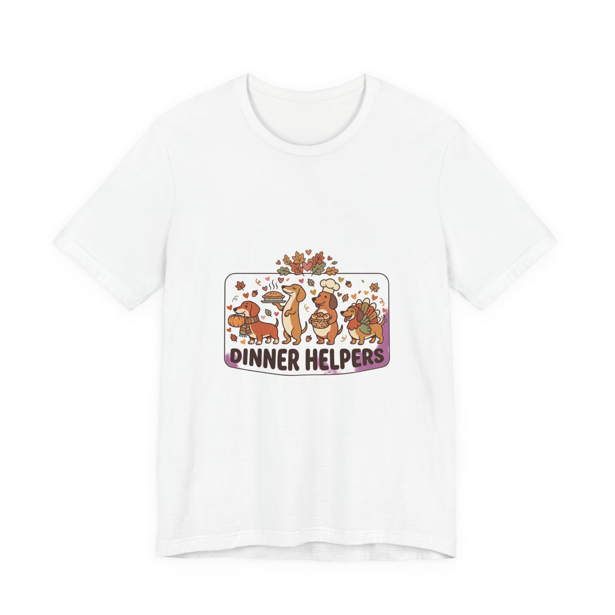 Dinner Helpers Thanksgiving T-Shirt | Cute Turkey, Pumpkins & Fall Foliage