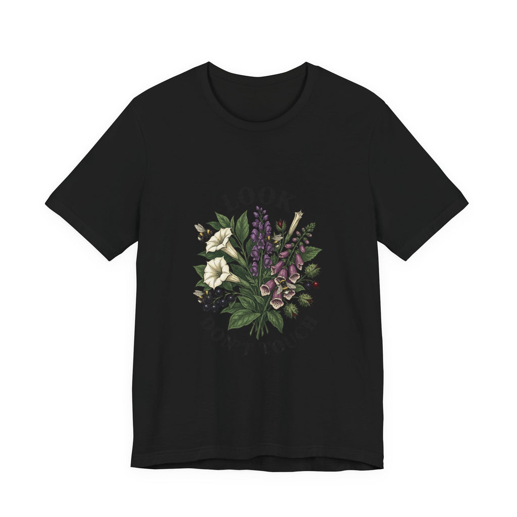 Look Don't Touch floral bouquet Tee, Gothic botanicals, vintage botanical illustration