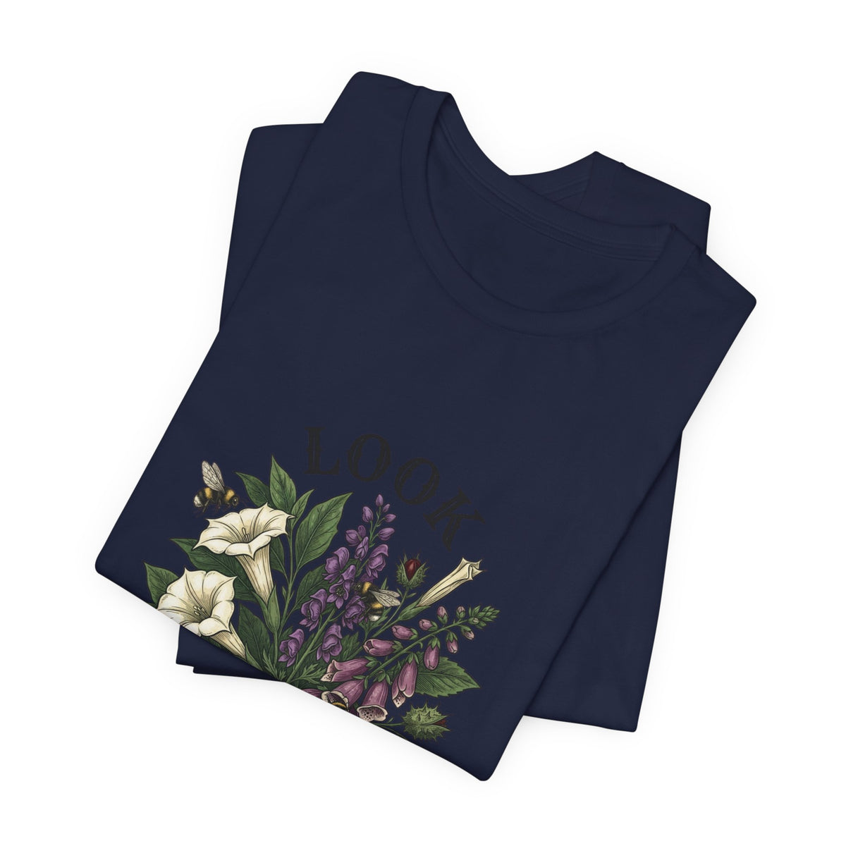 Look Don't Touch floral bouquet Tee, Gothic botanicals, vintage botanical illustration