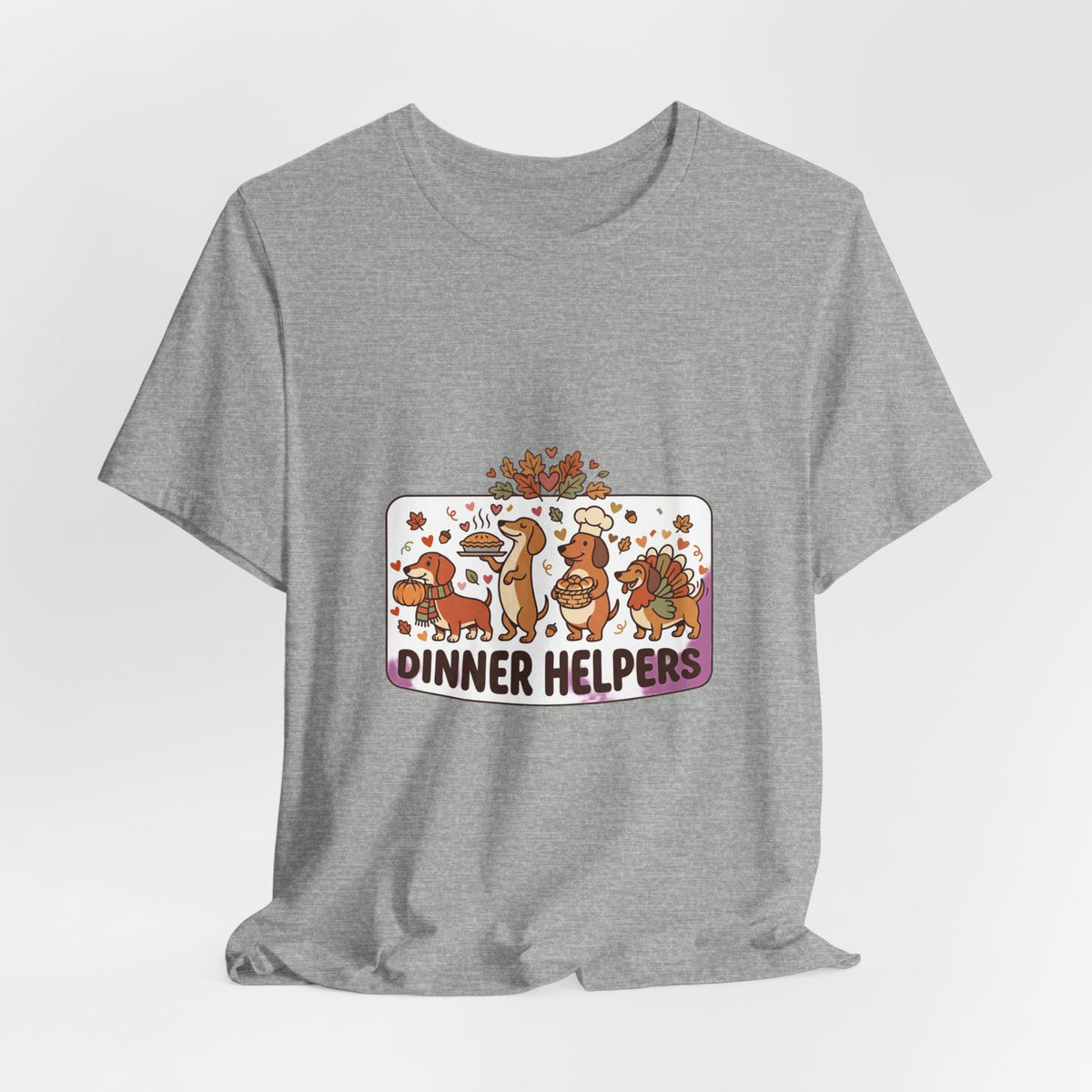 Dinner Helpers Thanksgiving T-Shirt | Cute Turkey, Pumpkins & Fall Foliage