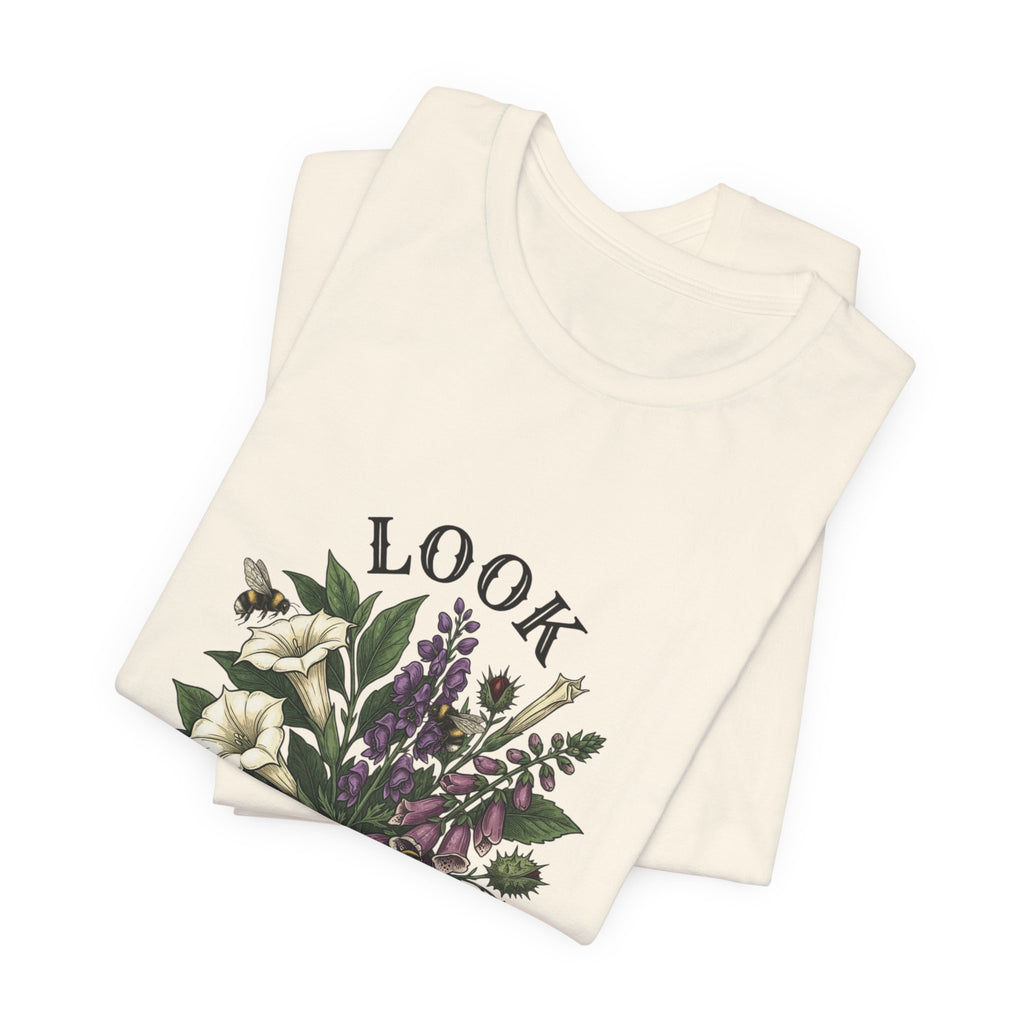 Look Don't Touch floral bouquet Tee, Gothic botanicals, vintage botanical illustration