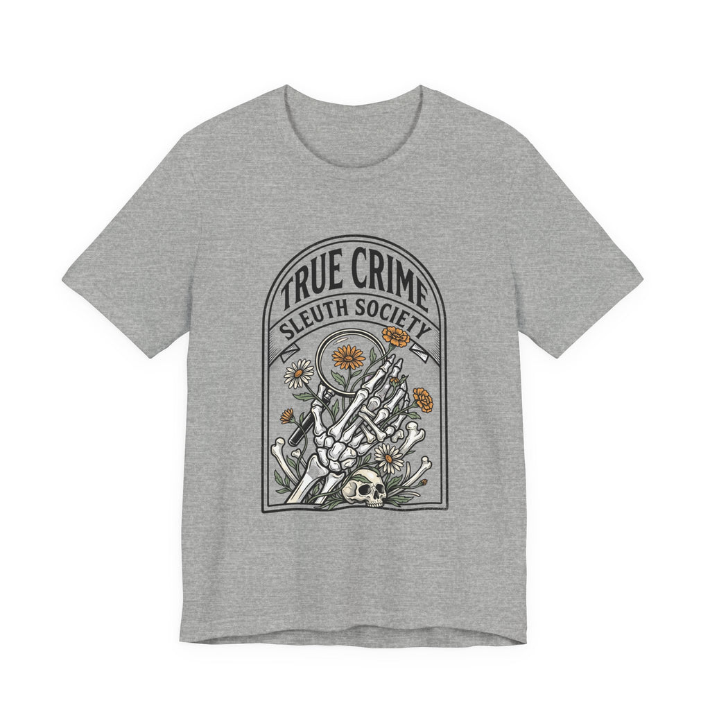 True Crime Sleuth Society Tee | Detective Badge Floral Illustration
