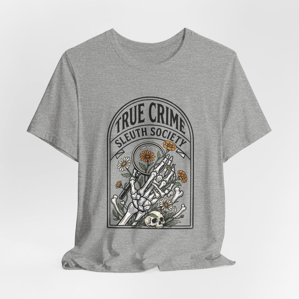 True Crime Sleuth Society Tee | Detective Badge Floral Illustration