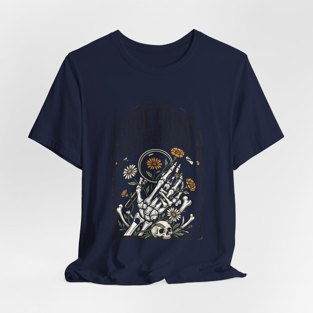 True Crime Sleuth Society Tee | Detective Badge Floral Illustration