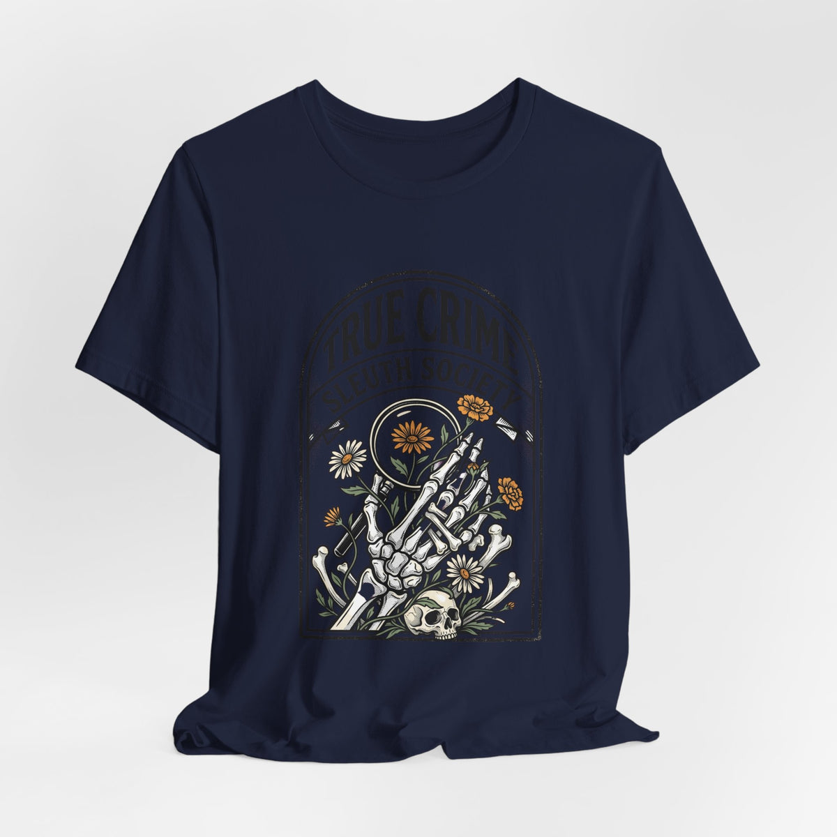 True Crime Sleuth Society Tee | Detective Badge Floral Illustration