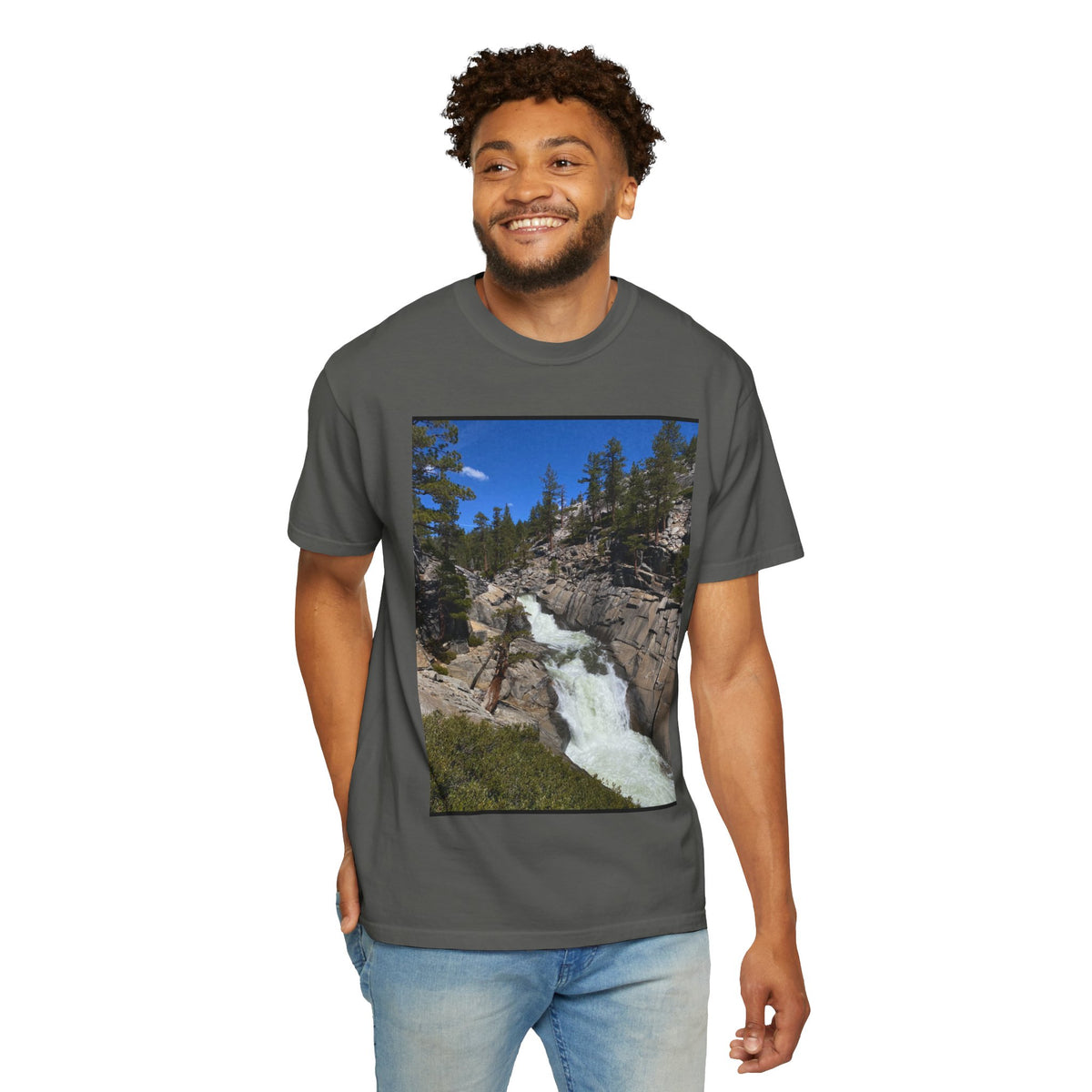 Waterfall Nature Photo T-Shirt — Mountain River Scenic Tee
