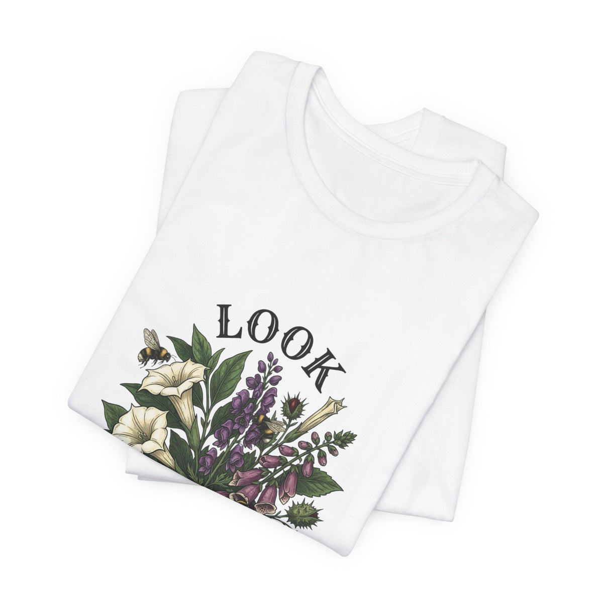 Look Don't Touch floral bouquet Tee, Gothic botanicals, vintage botanical illustration