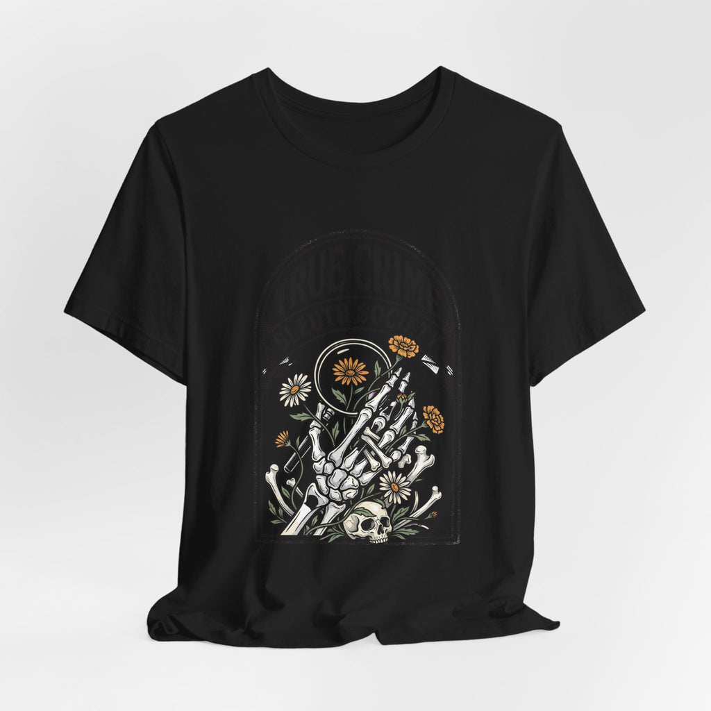 True Crime Sleuth Society Tee | Detective Badge Floral Illustration