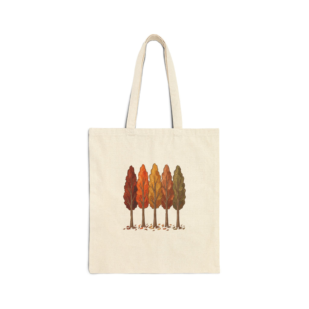 Autumn Leaf Row Tote | Thanksgiving Fall Leaves Canvas Tote