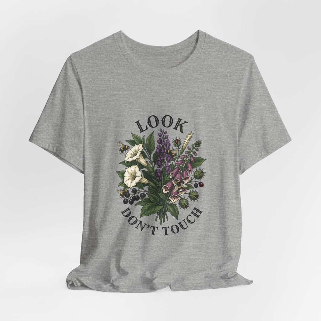 Look Don't Touch floral bouquet Tee, Gothic botanicals, vintage botanical illustration