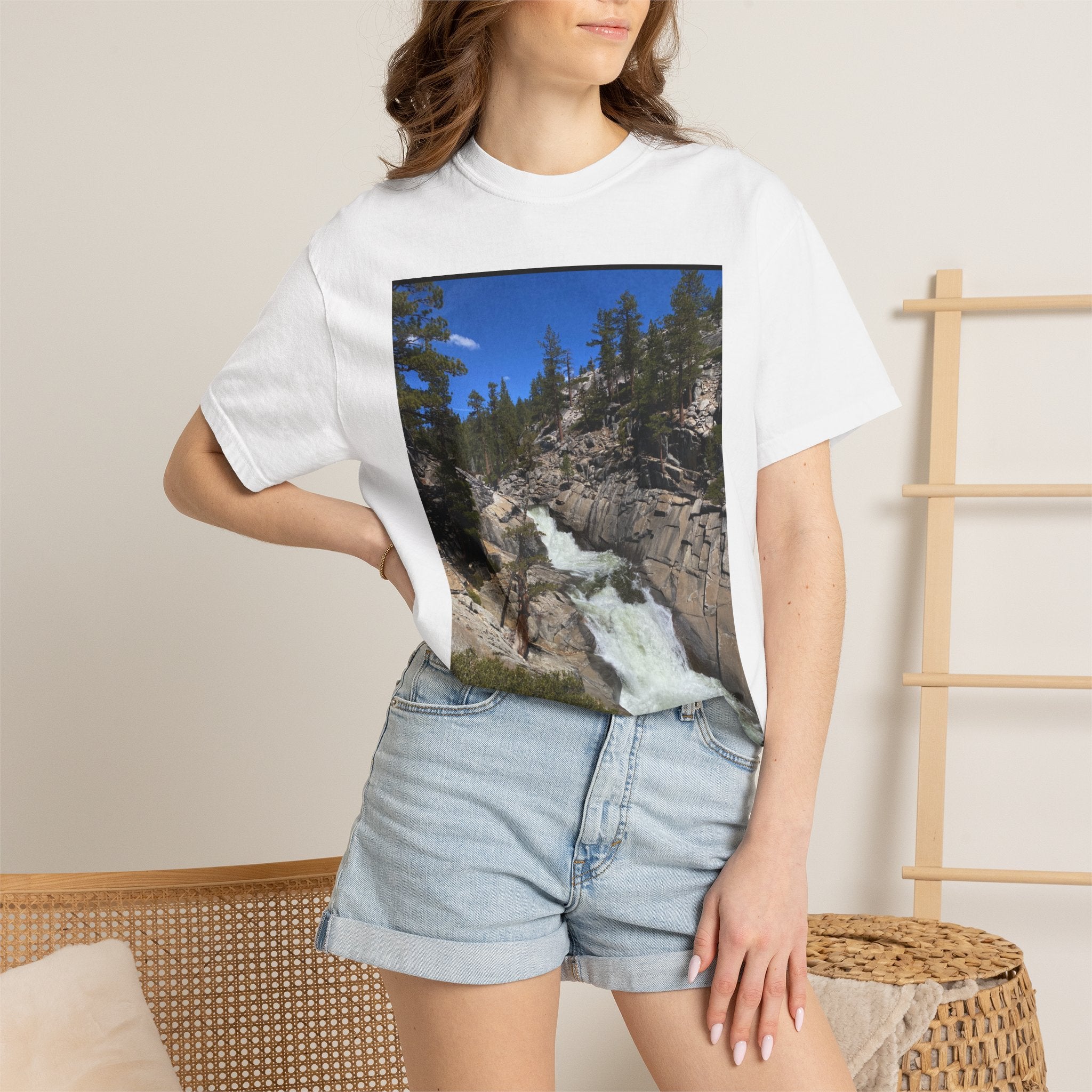 Waterfall Nature Photo T-Shirt — Mountain River Scenic Tee