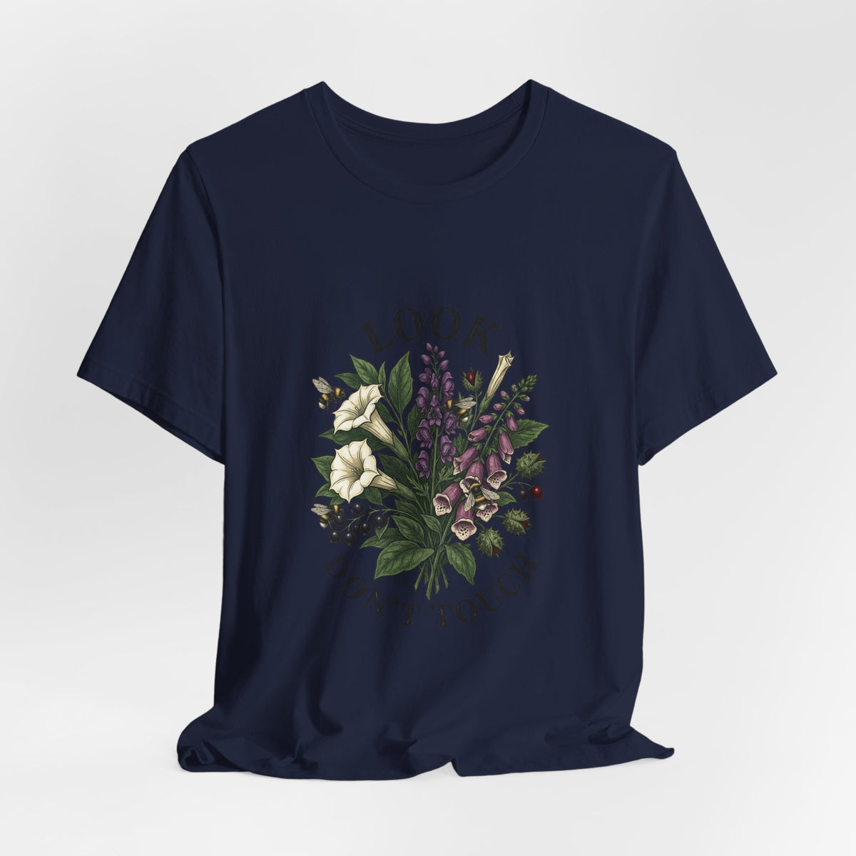 Look Don't Touch floral bouquet Tee, Gothic botanicals, vintage botanical illustration