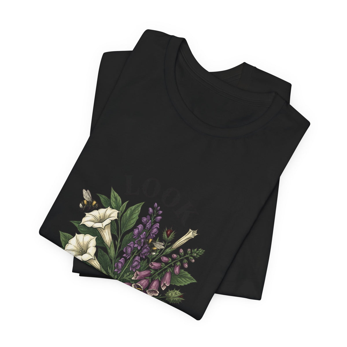 Look Don't Touch floral bouquet Tee, Gothic botanicals, vintage botanical illustration
