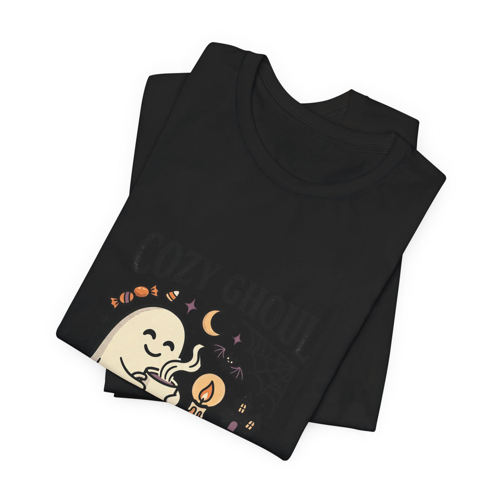 Cozy Ghoul October Nights Tee | Halloween Cute Ghost Cat