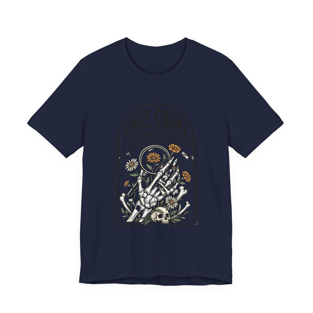 True Crime Sleuth Society Tee | Detective Badge Floral Illustration