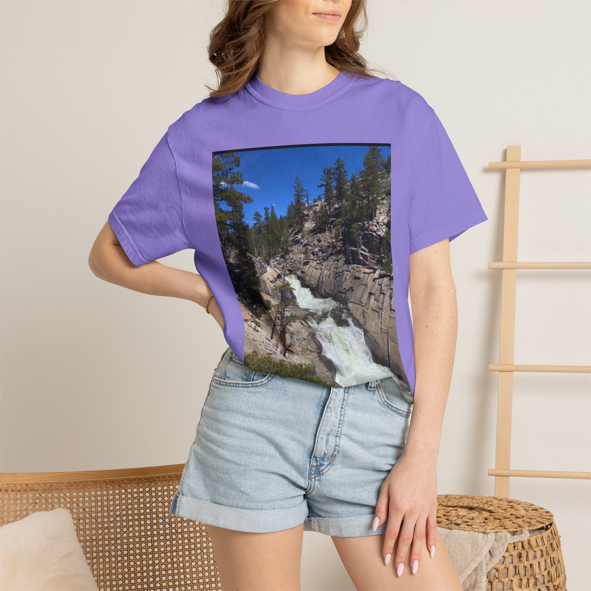 Waterfall Nature Photo T-Shirt — Mountain River Scenic Tee