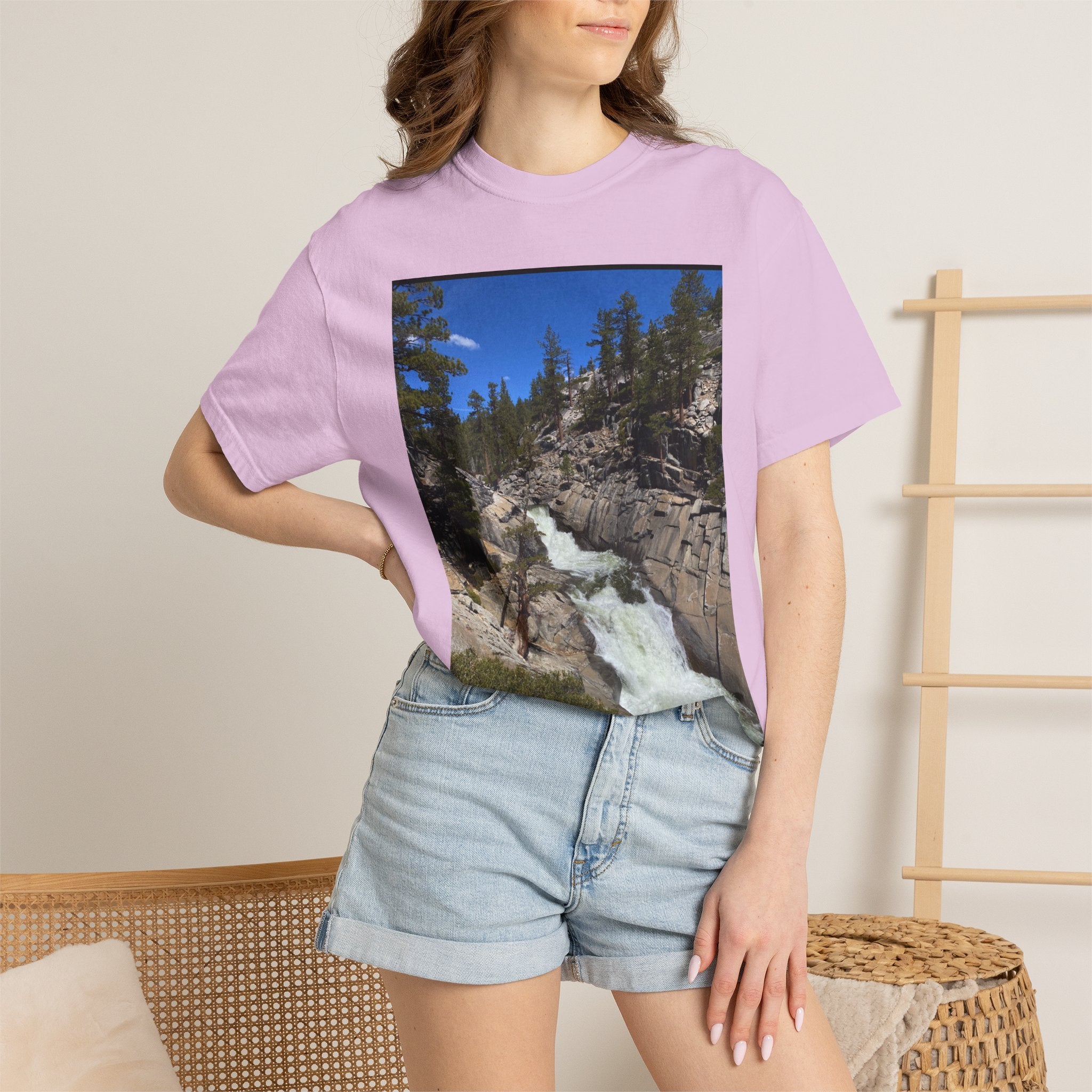 Waterfall Nature Photo T-Shirt — Mountain River Scenic Tee
