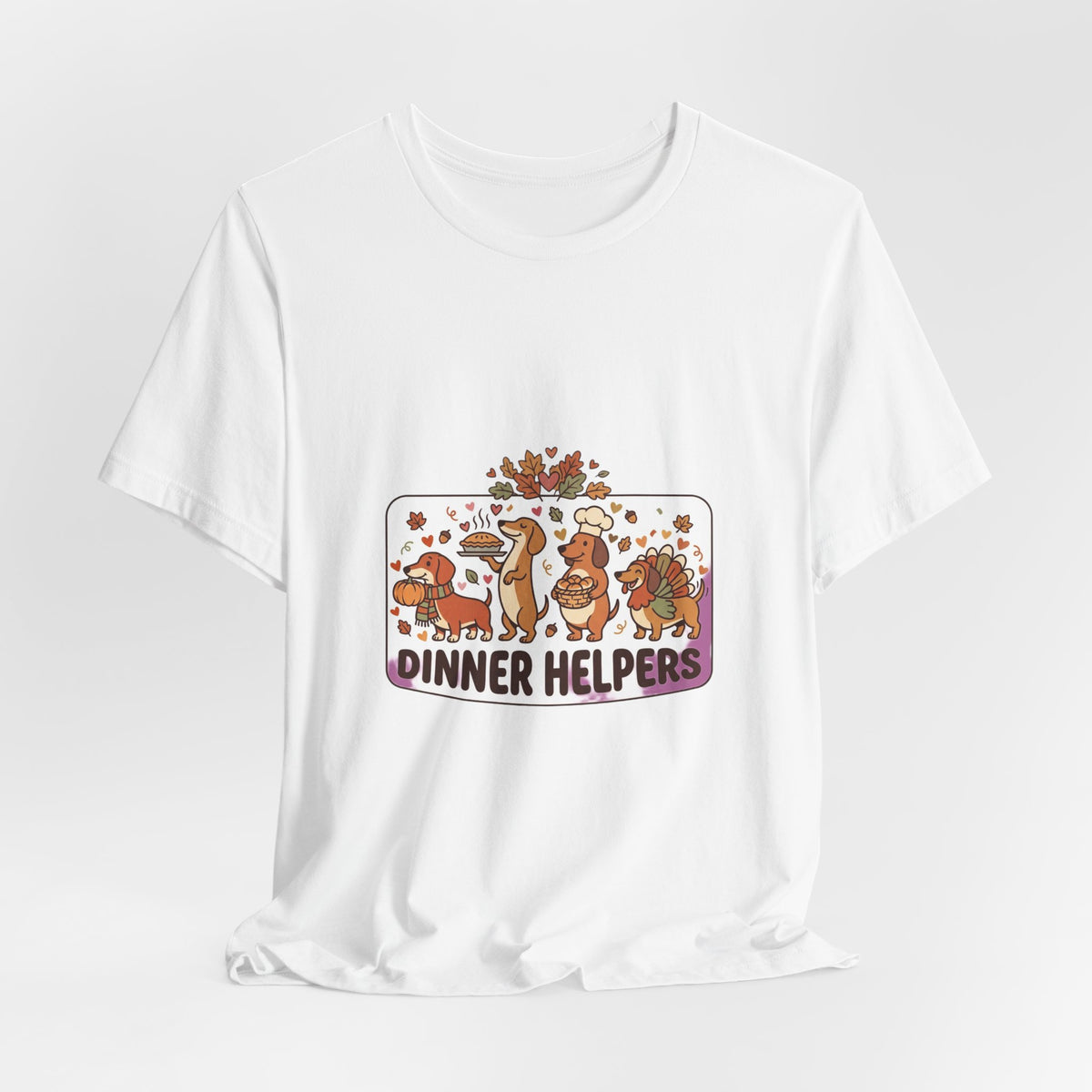 Dinner Helpers Thanksgiving T-Shirt | Cute Turkey, Pumpkins & Fall Foliage