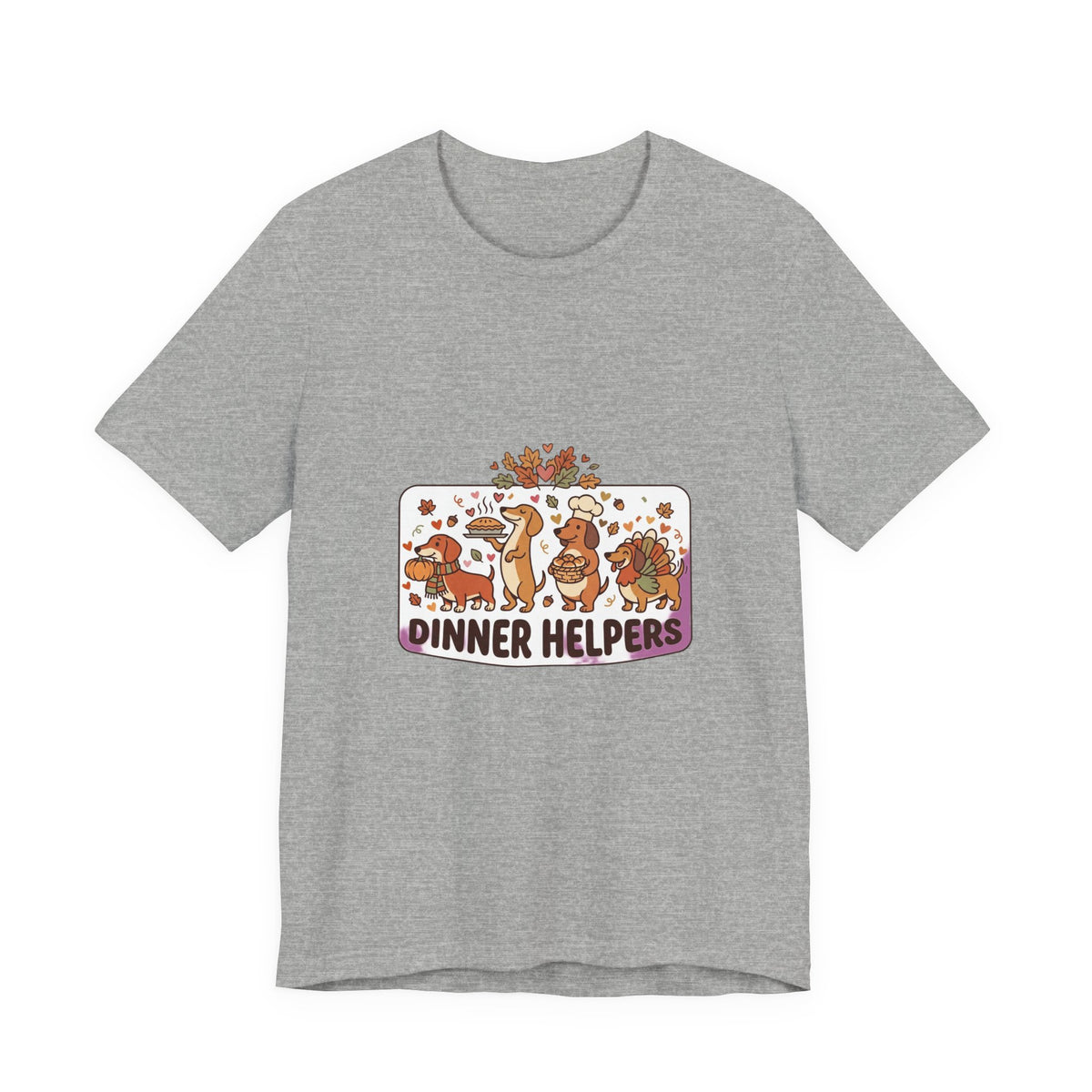 Dinner Helpers Thanksgiving T-Shirt | Cute Turkey, Pumpkins & Fall Foliage