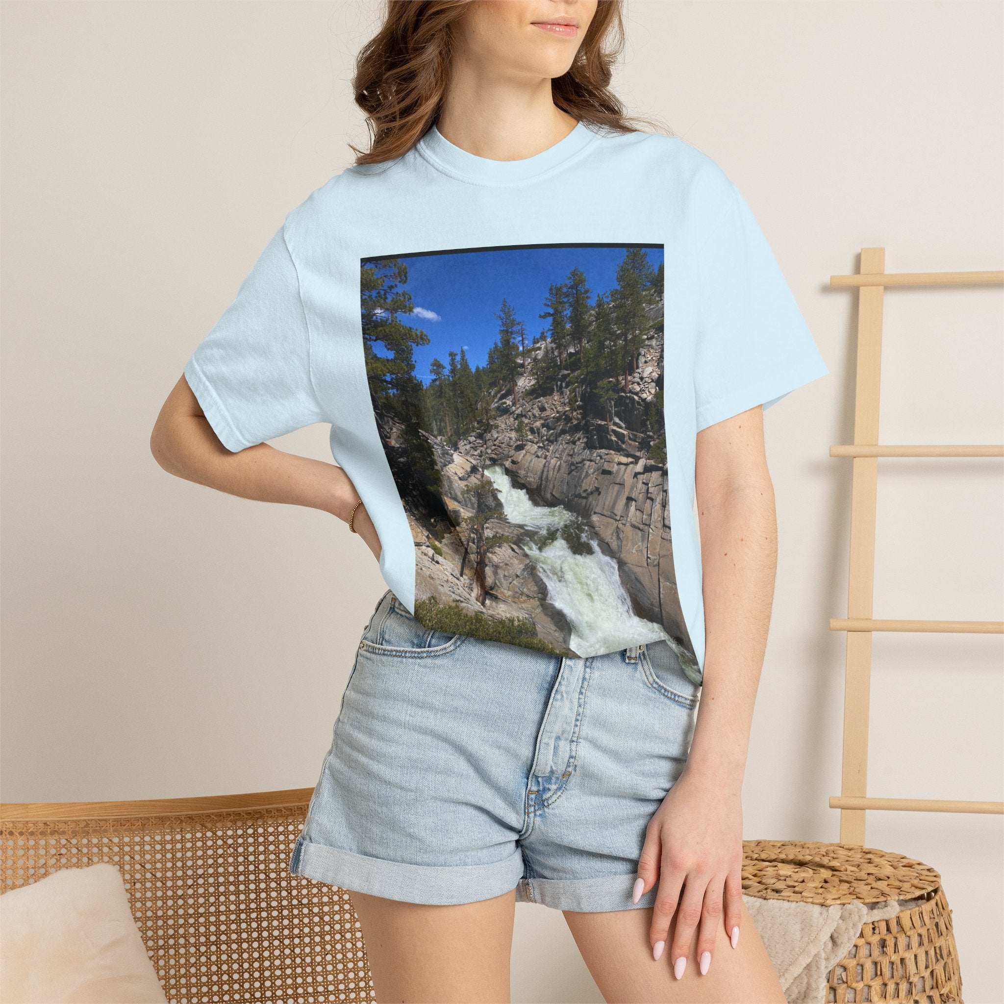 Waterfall Nature Photo T-Shirt — Mountain River Scenic Tee