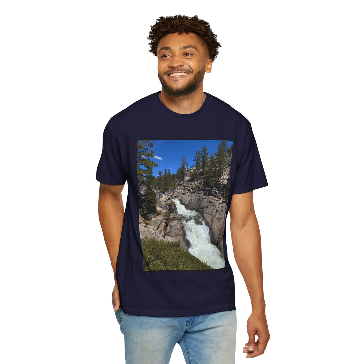 Waterfall Nature Photo T-Shirt — Mountain River Scenic Tee