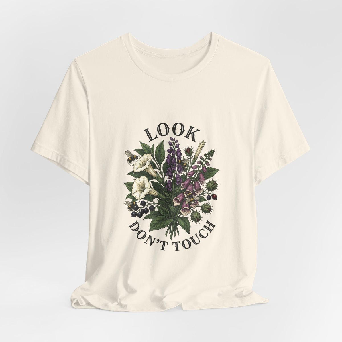 Look Don't Touch floral bouquet Tee, Gothic botanicals, vintage botanical illustration