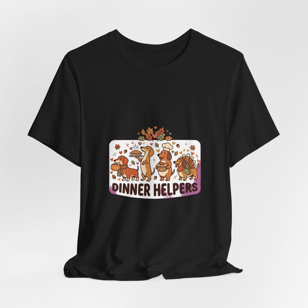 Dinner Helpers Thanksgiving T-Shirt | Cute Turkey, Pumpkins & Fall Foliage