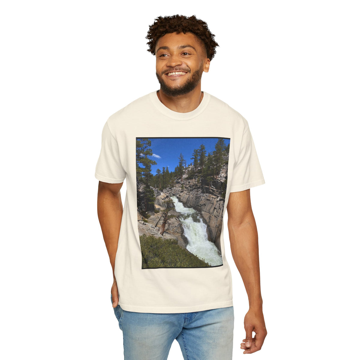 Waterfall Nature Photo T-Shirt — Mountain River Scenic Tee