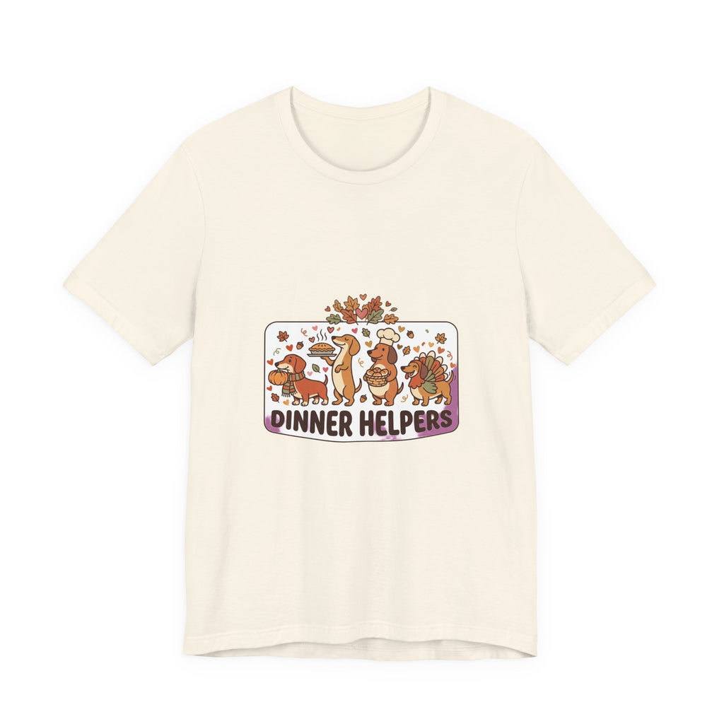 Dinner Helpers Thanksgiving T-Shirt | Cute Turkey, Pumpkins & Fall Foliage