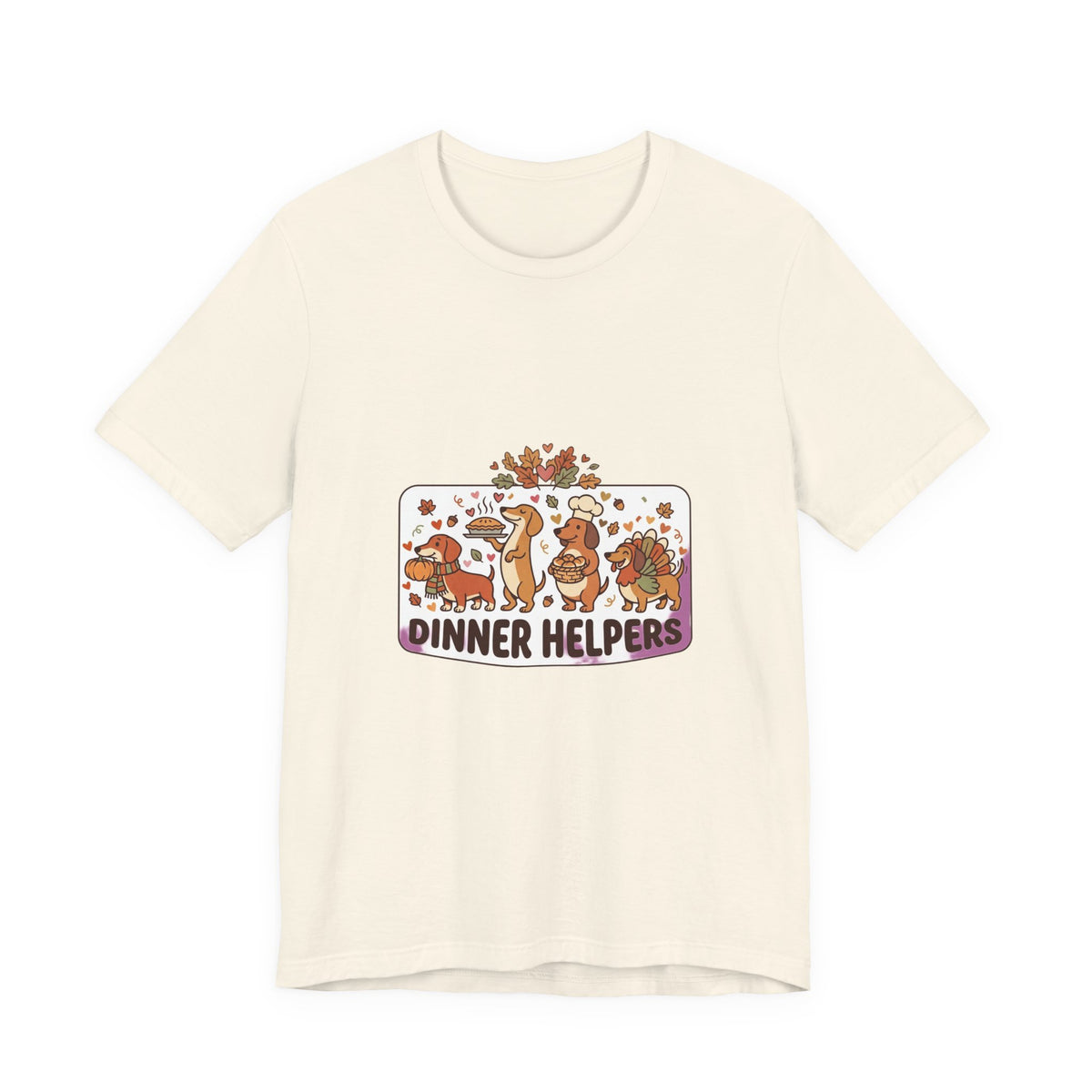 Dinner Helpers Thanksgiving T-Shirt | Cute Turkey, Pumpkins & Fall Foliage
