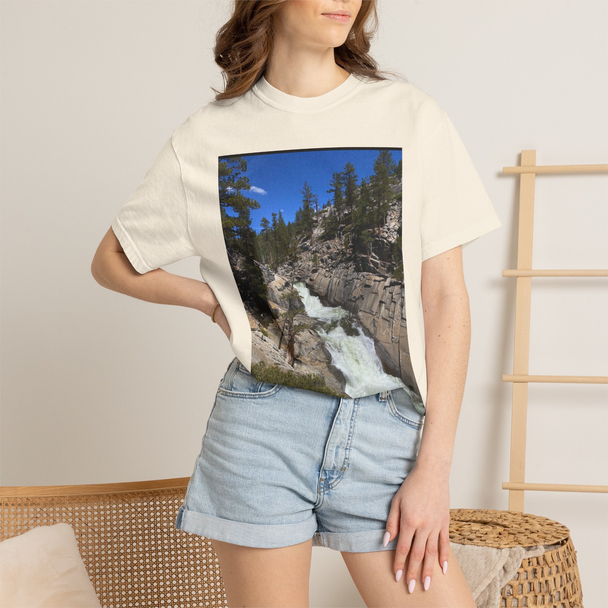 Waterfall Nature Photo T-Shirt — Mountain River Scenic Tee