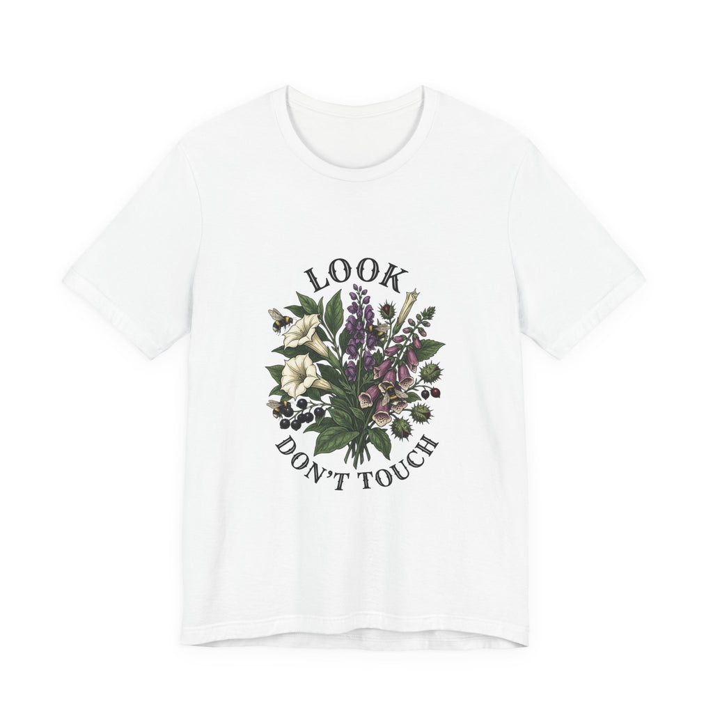 Look Don't Touch floral bouquet Tee, Gothic botanicals, vintage botanical illustration
